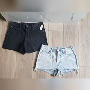 Lot of 2 Shorts Womens 10 GAP Black High Rise & Old Navy Blue O.G Light Wash